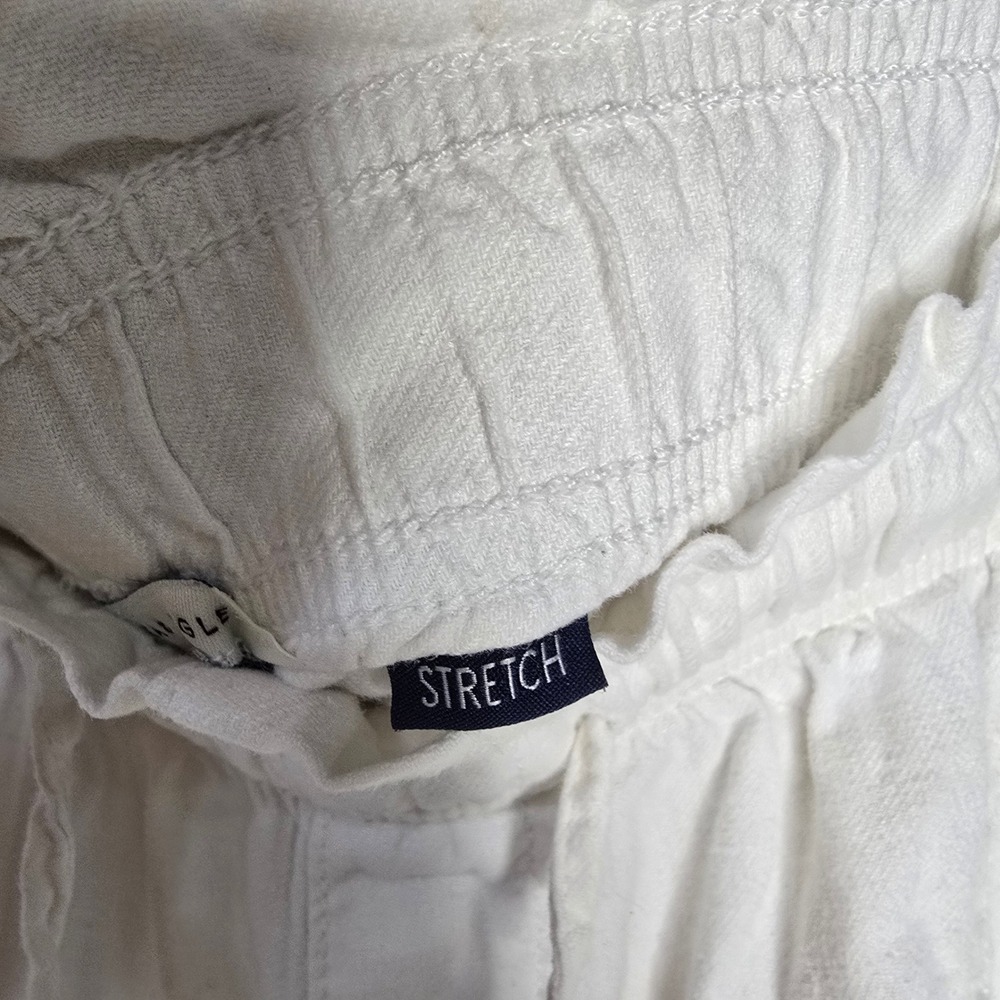 American Eagle Linen Blend Pull On Pants Women XL White Stretch Coastal Summer - Picture 5 of 8